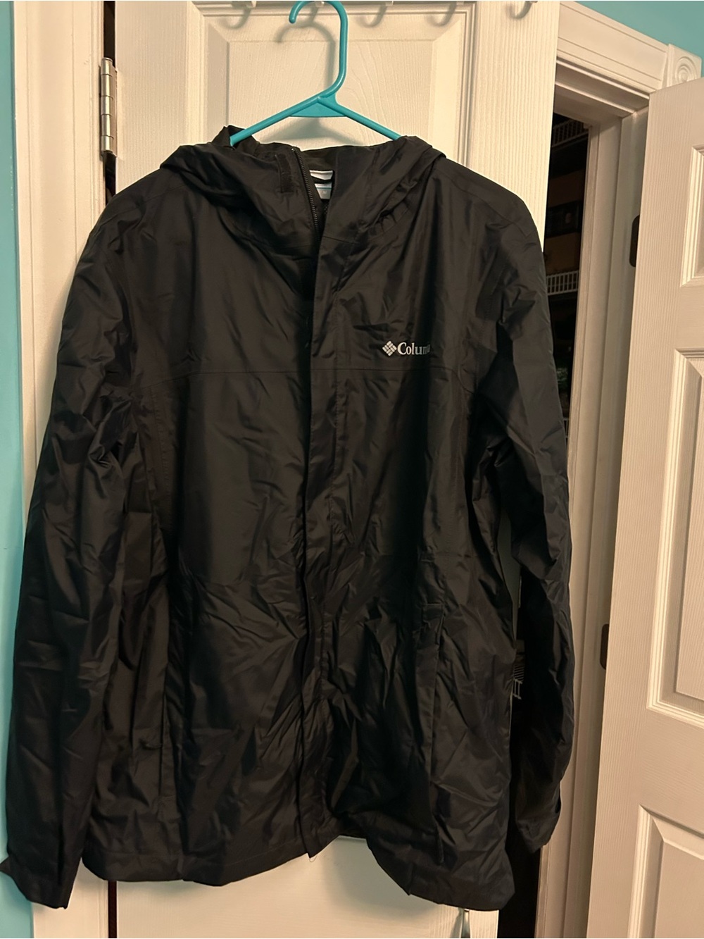 Columbia Black Hooded Packable Raincoat